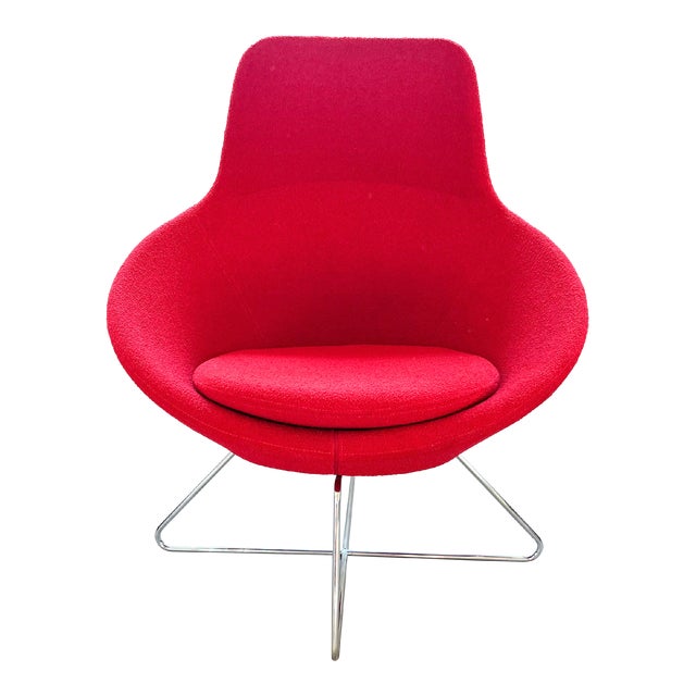 1990s Red Allemuir Conic Lounge Accent Chair With Headrest For Sale