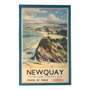 Vintage Framed Newquay Cornwall British Rail Travel Poster Print by Jack Merriott