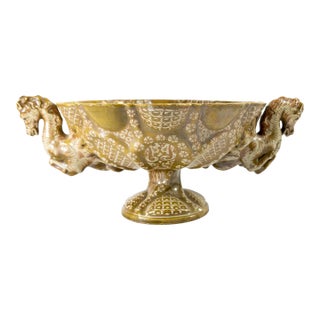 20th Century Italian Majolica Centerpiece Lusterware Bowl by Cantagalli For Sale