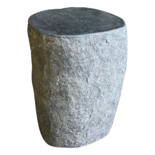 Solid River Stone Side Table From Java, Indonesia For Sale