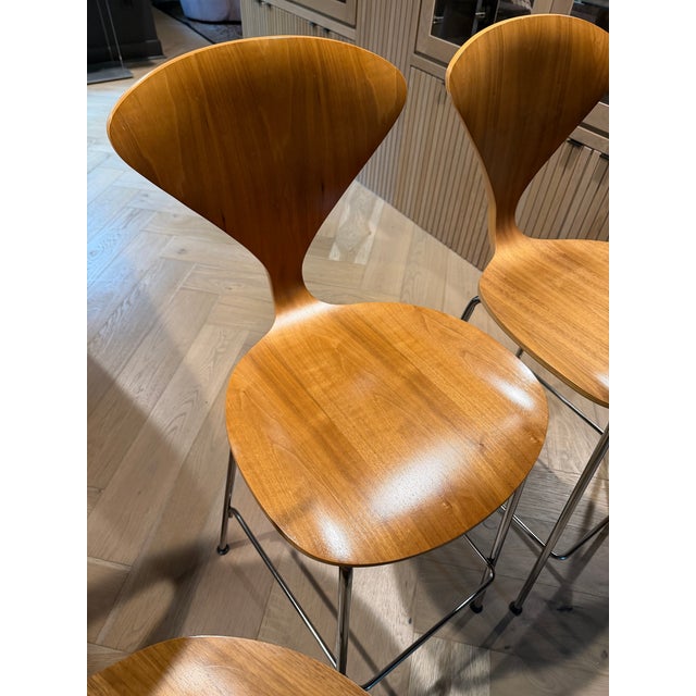 Walnut Barstools With Metal Legs (Set of 4, Cherner Company) For Sale - Image 12 of 17