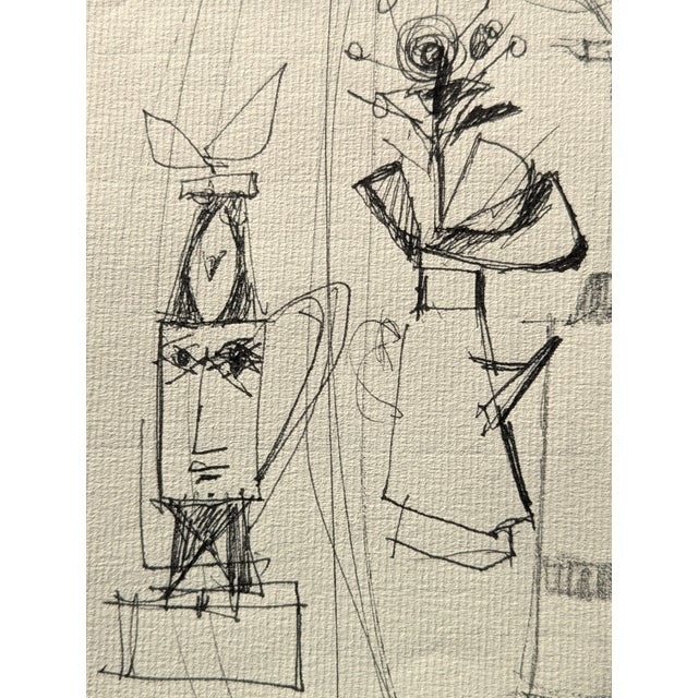 David Adickes Early Modern Black & White Abstract Still Life & Vases Drawing Studies, Mid 20th Century For Sale - Image 9 of 10