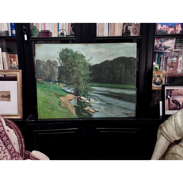 Loire Riverbank, 1930, Oil Painting For Sale - Image 3 of 10