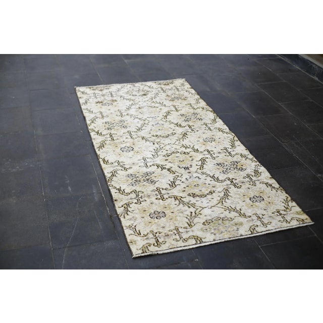 1950s Traditional Beige Hand Knotted Vintage Anatolian Area Rug Size: 3 x 6.6 ft - 91 x 199 cm - 35 x 78 inches Color:...