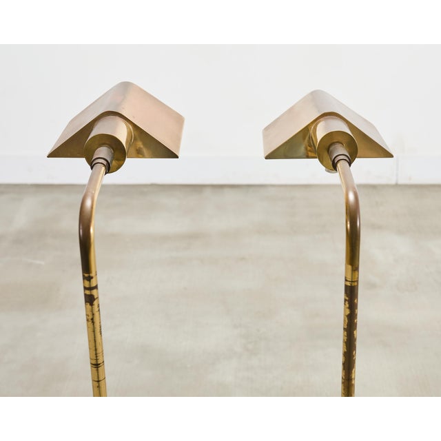 Pair of Koch & Lowy Omi Patinated Brass Pharmacy Floor Lamps For Sale - Image 10 of 18