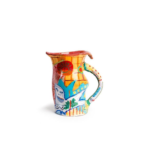 Ceramic jug hand painted with enamel created by Uruguay Artist Alfonso Reyes. At trobar we use it to serve our Sangria....