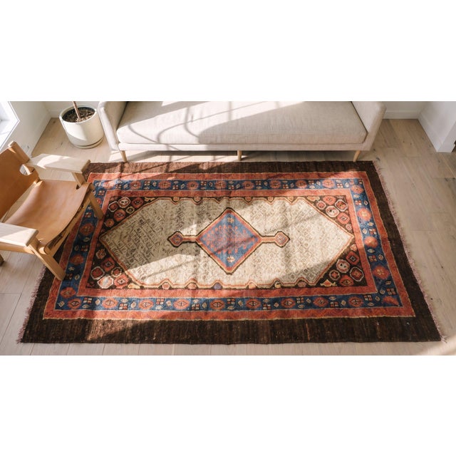 Brown 1880s Brown Ivory Medallion Tribal Antique n.w. Persian Bakshaiesh Rug 2'10" X 4'2" Handknotted Wool Carpet For Sale - Image 8 of 8