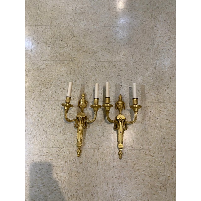 1900 - 1909 1900 Caldwell Gilt Bronze Sconces Neoclassical Style For Sale - Image 5 of 12