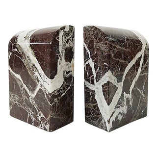 Vintage Domed Art Deco Style Marble Bookends, Pair For Sale