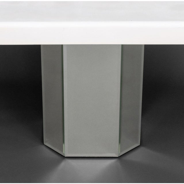 Modern White Painted and Mirrored Pedestal Table For Sale - Image 4 of 8