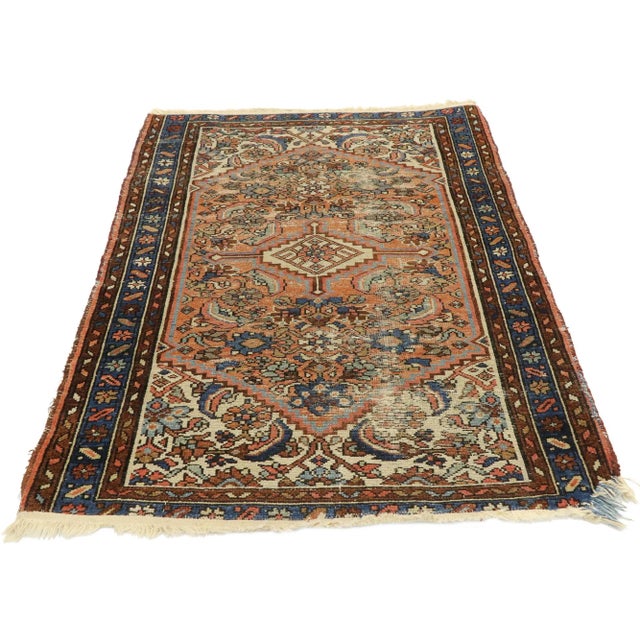 Rustic Antique Persian Hamadan Rug - 02'06 X 03'07 For Sale - Image 3 of 8