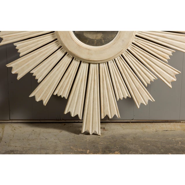 Wood Painted Wood Modern Custom Sunburst with Convex Mirror with Varying Rays For Sale - Image 7 of 12