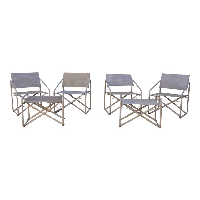 Vintage Mid-Century Brown Jordan Nomad Collection Outdoor Chairs & Ottomans - 6 Piece Set For Sale