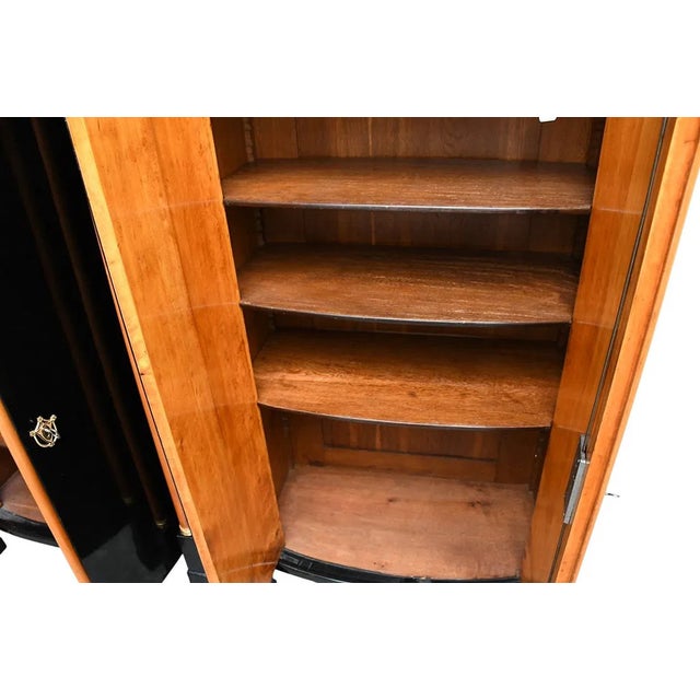 Pair of 19th Century Black Lacquered Biedermeier 2 Door Tall Cabinets For Sale In West Palm - Image 6 of 9