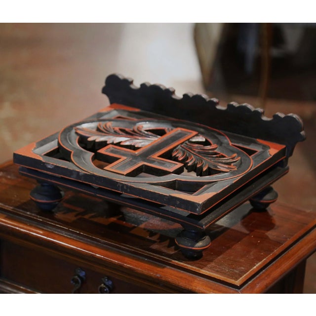 Early 20th Century French Carved Mahogany Folding Bible Book Stand For Sale - Image 9 of 10
