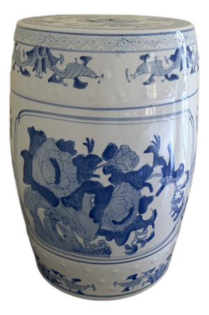 Blue and White Porcelain Chinoiserie Chinese Garden Stool or Side Table