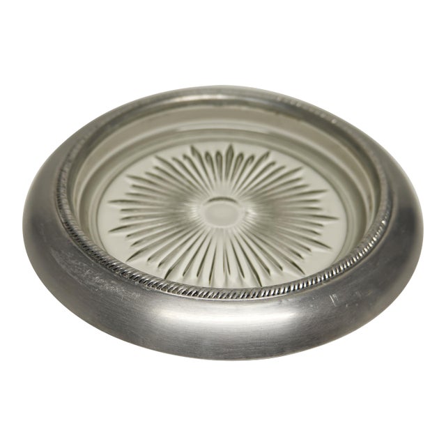 Starburst Glass & Aluminum Wine Bottle Coaster For Sale