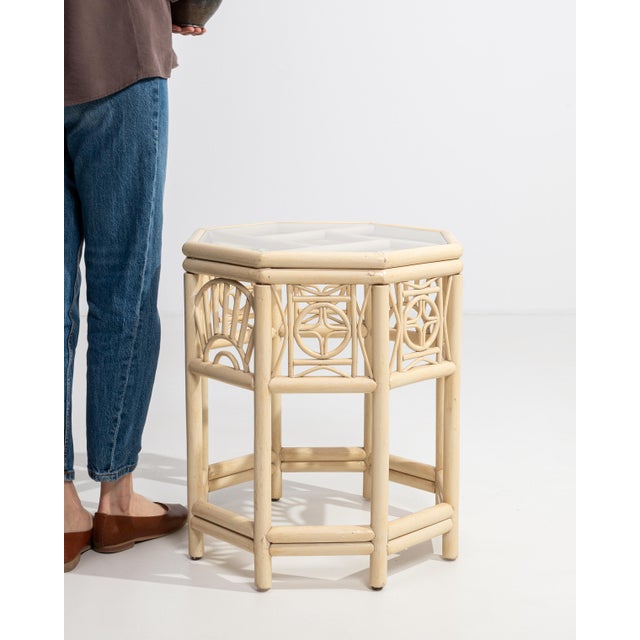 Chinoiserie Side Table with Glass Top, Antique, France, Circa 1970 For Sale - Image 12 of 12