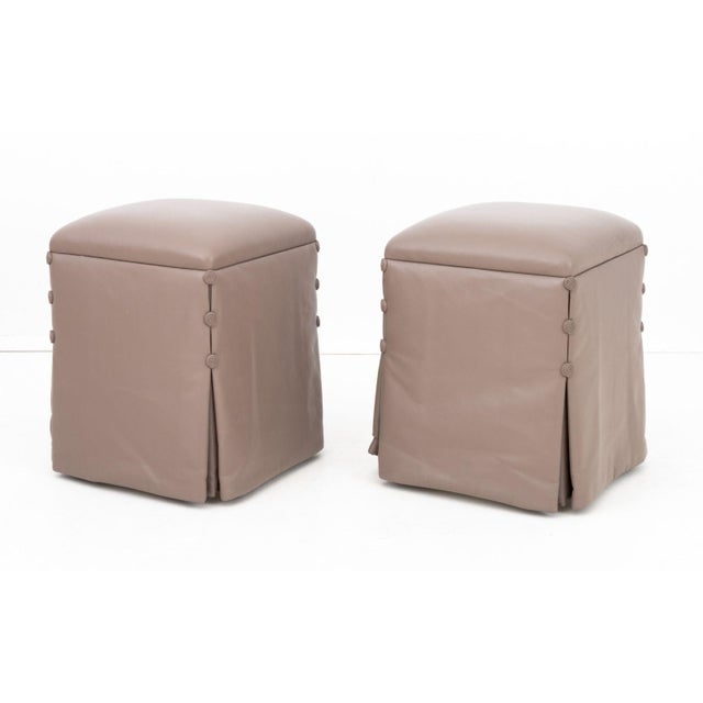 Contemporary J. Robert Scott Leather Ottomans, Pair For Sale - Image 3 of 7