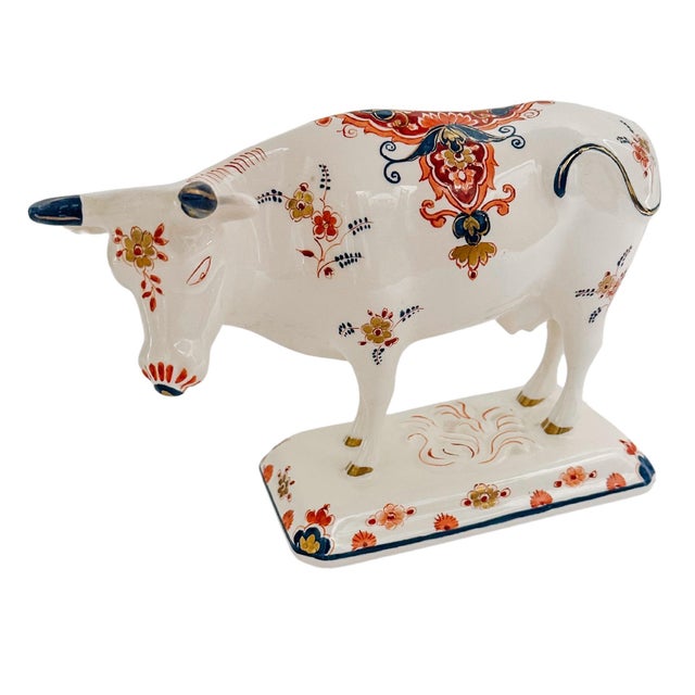 1970 Royal Delft Polychrome Cow Figurine For Sale In San Diego - Image 6 of 10