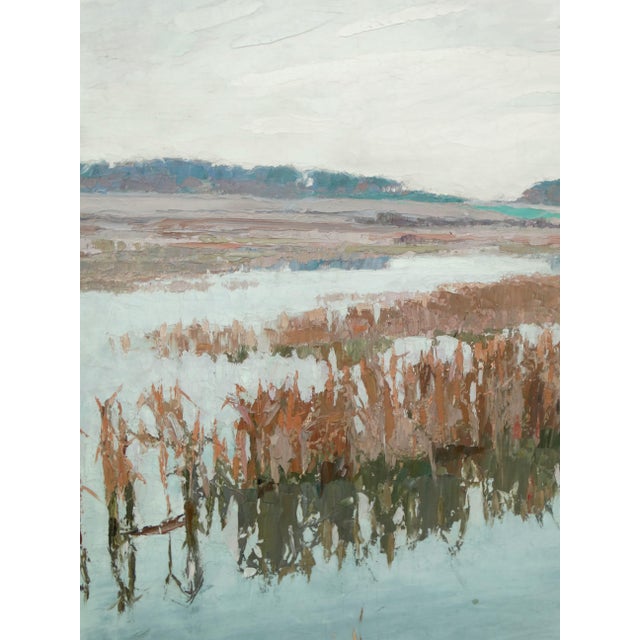 Théodore Lemonnier 1815-1888 Signed French Oil - River Marshes - Organic Modern For Sale - Image 6 of 17