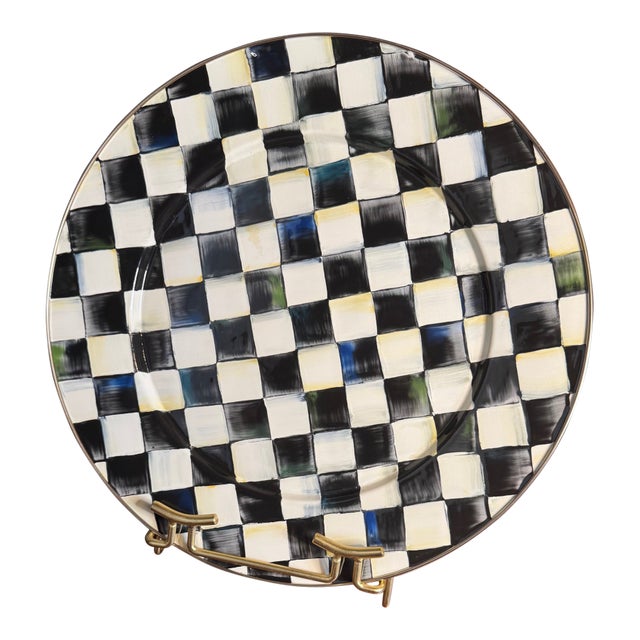 MacKenzie-Childs Courtly Check 16” Enamel Charger / Serving Platter For Sale
