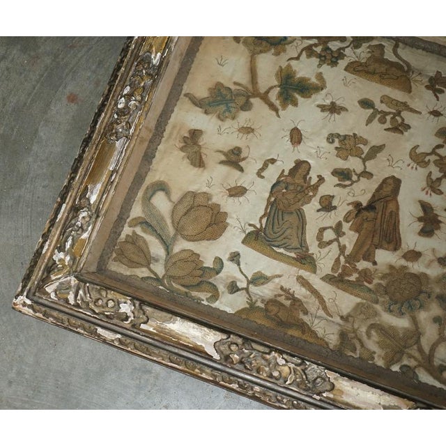 English Charles II Stumpwork Needlework Picture, 1650 For Sale - Image 4 of 18