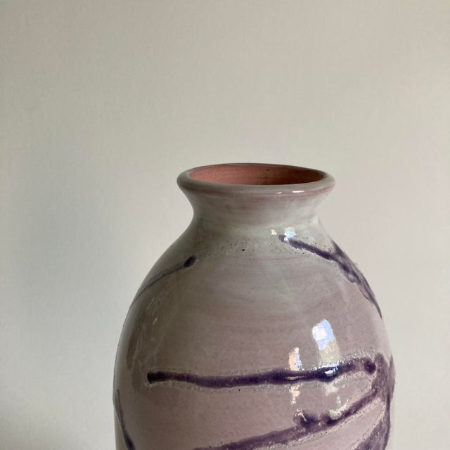 Late 20th Century Dark & Light Purple High Gloss Leftwich Pottery Studio Vase For Sale - Image 10 of 10