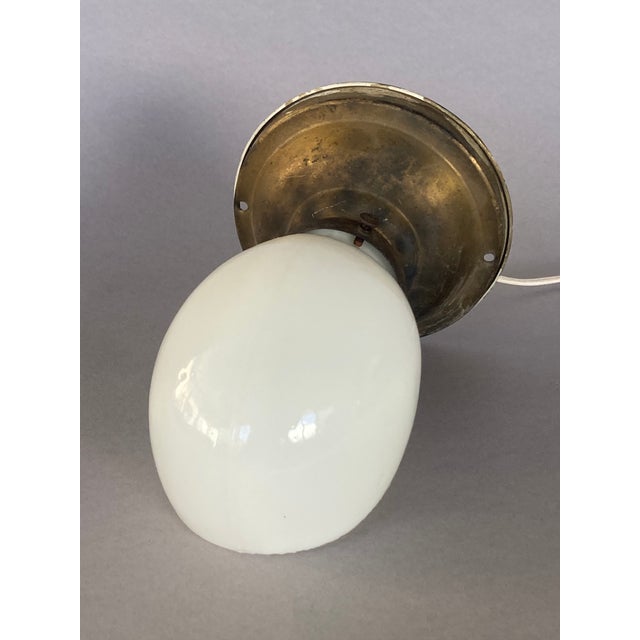 American 1910 Antique Wall Sconce, Solid Brass, All Original, White Glass Shade For Sale - Image 3 of 7