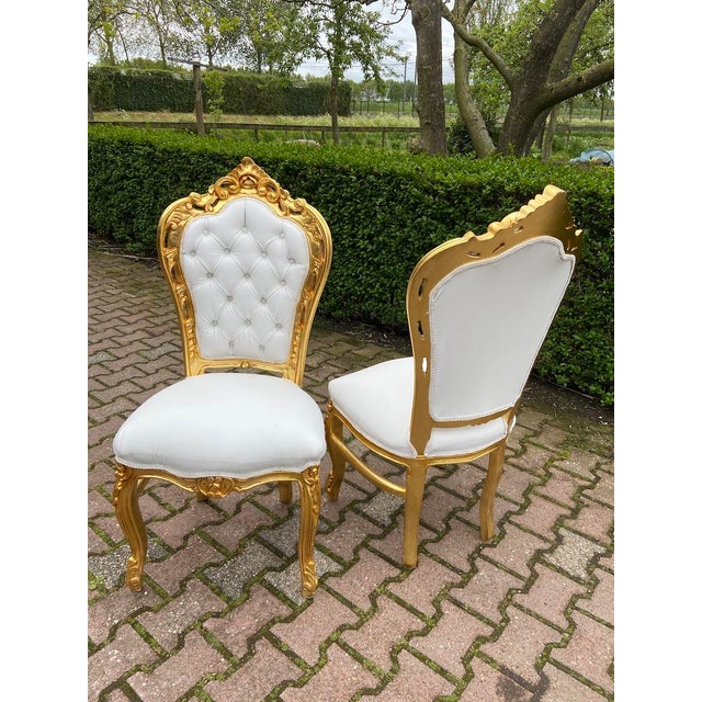 1970s Italian Baroque Gold Marble Leather Dining Set 5Pc For Sale - Image 17 of 18