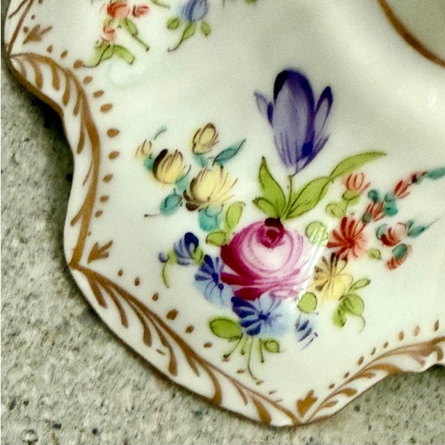 Traditional Dresden, Germany Hand Painted Floral With Gold Accents Porcelain Candlestick For Sale - Image 3 of 12
