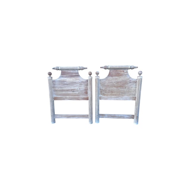 White Late 20th Century Pair of Pencil Reed Bamboo Pagoda Twin Headboards White Washed. For Sale - Image 8 of 10