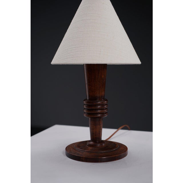 Wood Art Deco Table Lamp, France, 1940s For Sale - Image 7 of 15