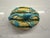 Majolica Vintage Italian Majolica Melon Tureen With Lid Hand Painted Ceramic Serving Bowl with Turquoise Vine & Leaf Detail For Sale - Image 4 of 8