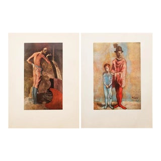 1950s After Picasso, First Edition Period Full-Color Prints of Rose Epoch Harlequin - A Pair For Sale
