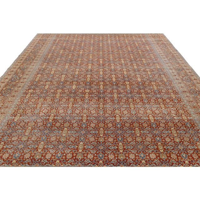 10 X 13 Antique Tabriz Red Handmade Persian Wool Rug With Allover Pattern For Sale In New York - Image 6 of 9