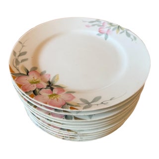Early 20th Century Nippon Azalea Porcelain Salad Plates, Japan, Set of 11 For Sale