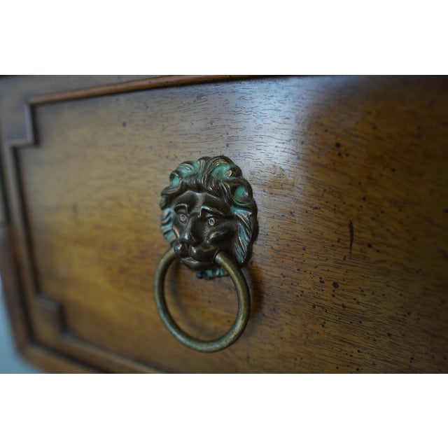 Black Attributed to Baker Furniture Leather Top Plat Desk For Sale - Image 8 of 15