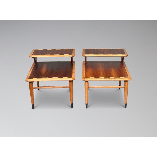 Lane Furniture Restored Pair of Lane Acclaim Rectangular Step End Tables For Sale - Image 4 of 14