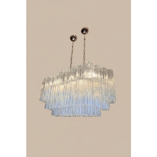 Murano Pair of Murano Glass Clear Star Chandelier | 72 Tubes For Sale - Image 4 of 6