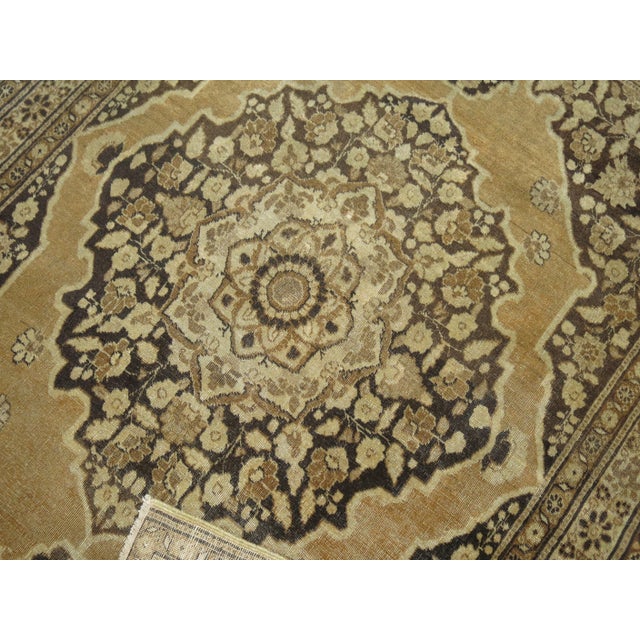 Early 20th Century Zabihi Collection Brown Antique Persian Tabriz Rug For Sale - Image 5 of 6