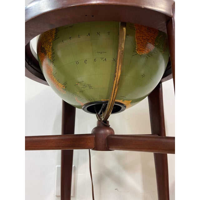 Mid Century Replogle Glass Globe Mahogany Stand | Chairish