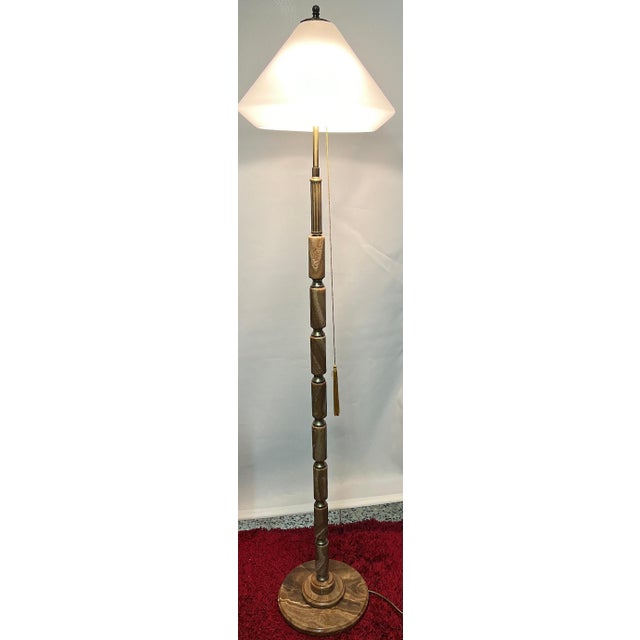 Metal Brass and Onyx Glass Shade Floor Lamp from Unbekannt, 1960s For Sale - Image 7 of 8