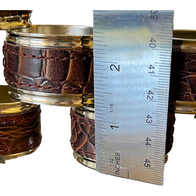 Safari Brown Crocodile-Embossed Napkin Rings With Silver-Tone Trim After Ralph Lauren — New & Unused - Set of Eight For Sale - Image 9 of 9