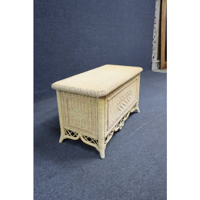 Wood Late 20th Century Lexington -Henry Link Attributed Wicker & Cedar Trunk For Sale - Image 7 of 9