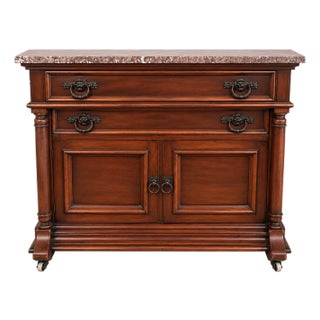 Eastlake Renaissance Revival Wash Stand. Walnut With Marble Top, For Sale