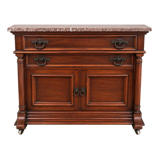 Eastlake Renaissance Revival Wash Stand. Walnut With Marble Top, For Sale