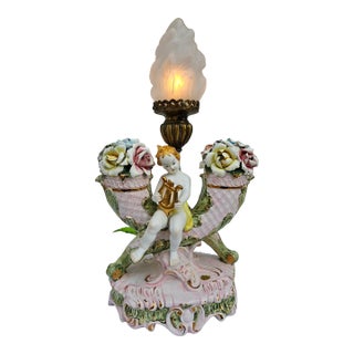 Italian Cherub and Lyre Cornucopia Lamp For Sale