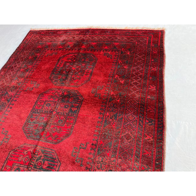 Vintage Afghan Ersari Elephant Foot Rug, Oxblood Abrash - 8'0" X 3'11" For Sale - Image 4 of 13