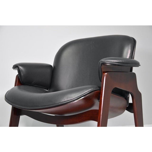 Black Vintage Chairs in Wood and Leather by Ico Parisi for Mim Roma, 1960s, Set of 2 For Sale - Image 8 of 18